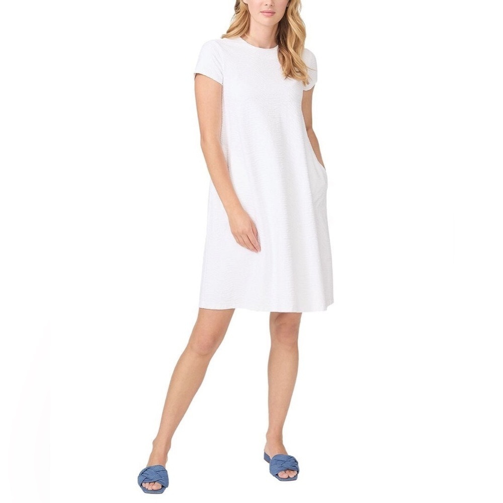 NWT J. McLaughlin Radio Waives Jacquard Print Swing Dress in White Size XS.